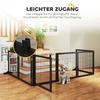 Wooden Pet Gate, Freestanding Dog Security Barrier with Two Support Feet - Black