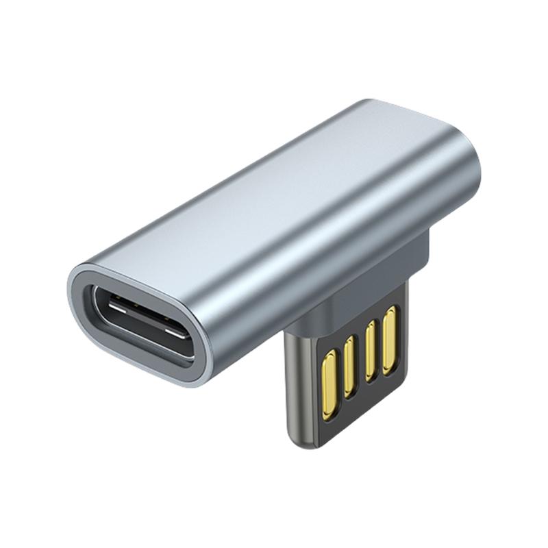 90°Bend USB to Type C Adapter Connectors Reversible Plugs Support Inline Control for Easy Use in Tight Space Use