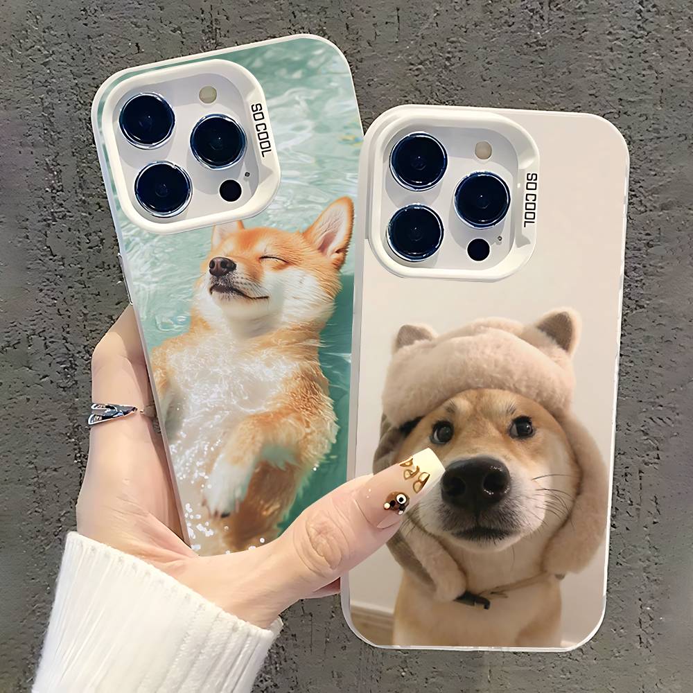 Cute Shiba Inu Phone Case For iPhone 17,16,15,14,13,12,11,Pro,XS,Max,Plus,Mini,SE White Candy Matte Shockproof Cover