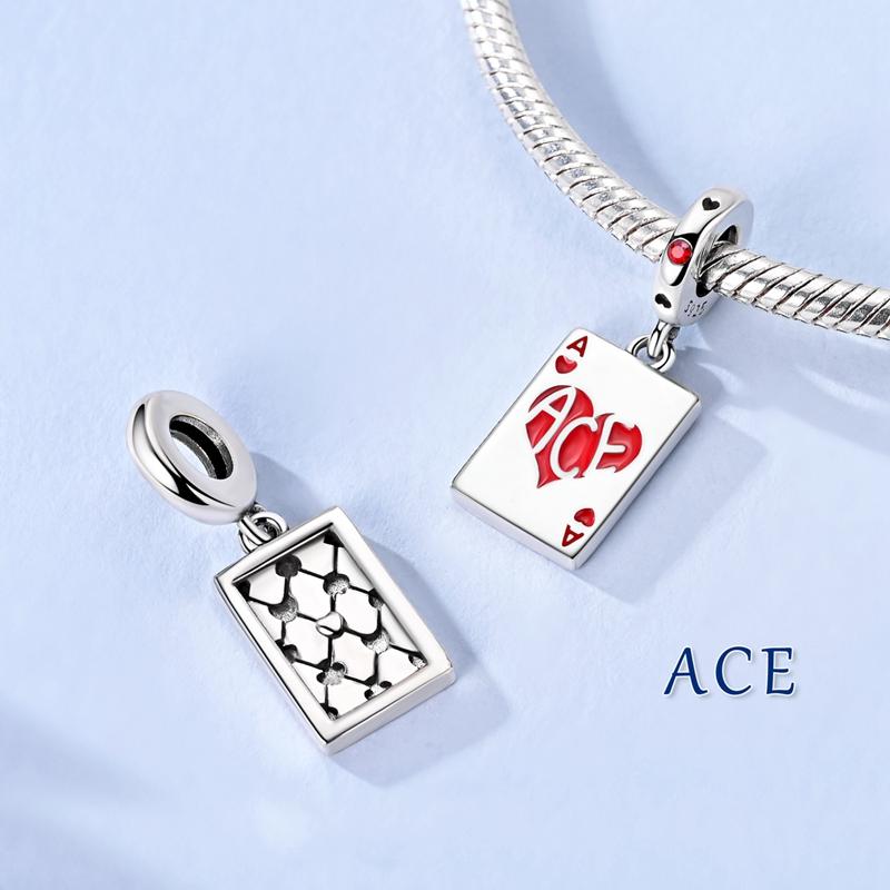 Copper Playing Cards A Charms Bead Pendants Fit Original Bracelet Diy Jewelry Women Gift
