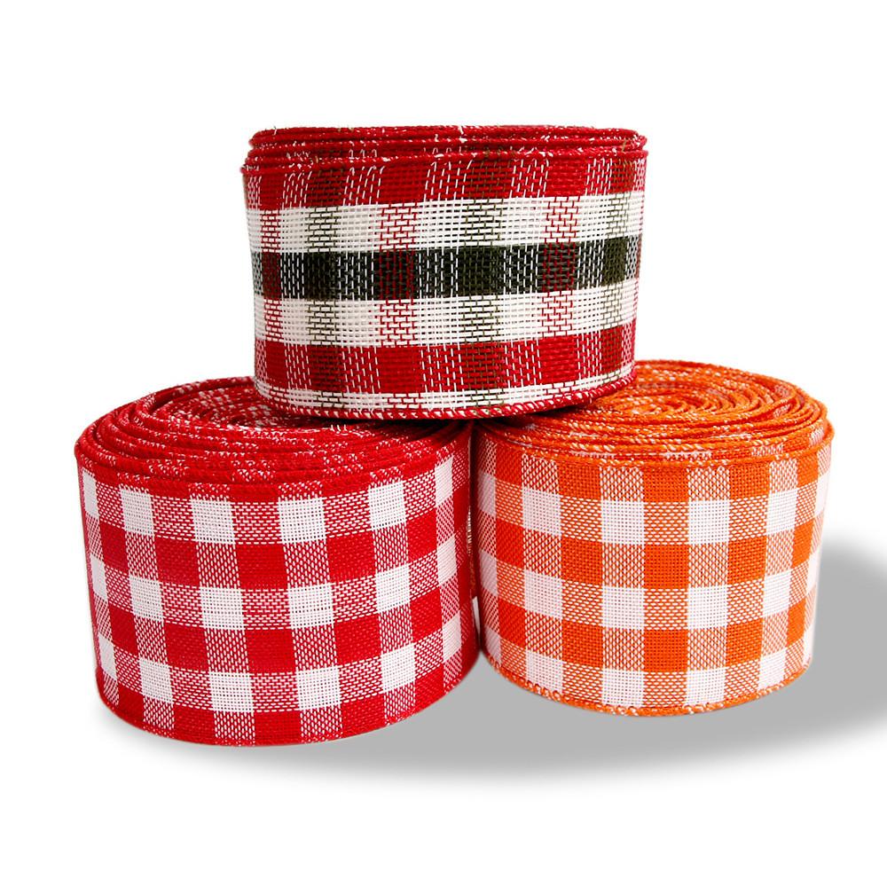 Colorful Checkered 65cm Polyester Ribbon For Holiday Gifts And Home Decor