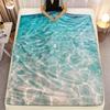 1pc Tropical Ocean Waves Throw Blanket - Turquoise & Sandy Beach Design, Lightweight Flannel All-Season Soft Warm Blanket for Co