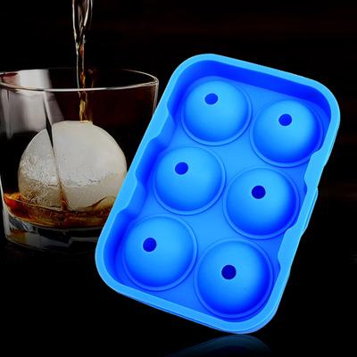 6 Grid Ice Cube Tray Silicone Ice Molds Round Sphere Ice Ball Maker Mould Large Whiskey Ice Cube Shape Forms Kitchen Accessories