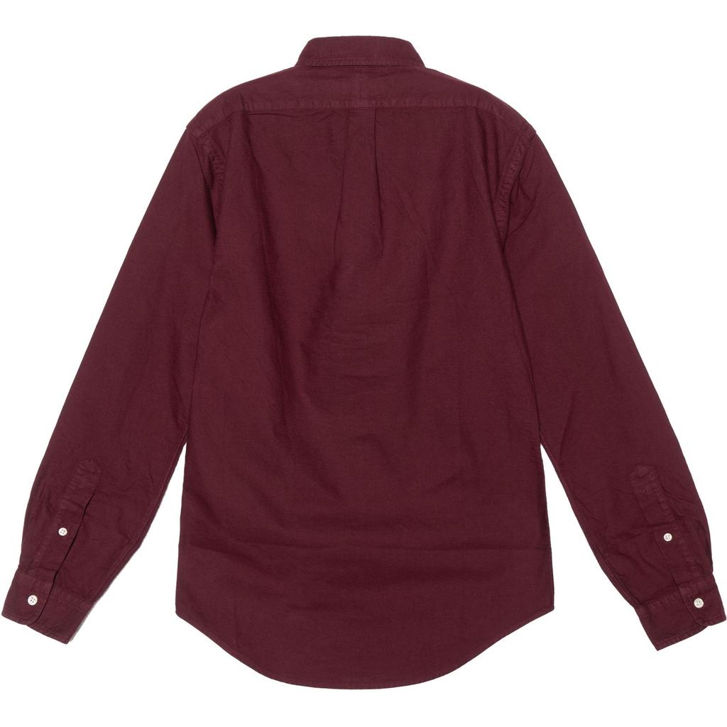 Polo Ralph Lauren SS22 Einfarbig Kleines Pony Bestickt Locker Langarmhemd Herren Hemden Burgunder MNPOWOV16822491-600