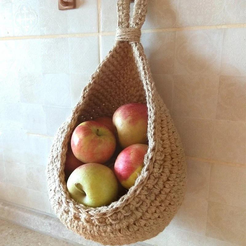 Natural Wicker Woven Vegetable and Fruit Basket Wall Hanging  Fruit Basket Kitchen Table Wall Hanging Vegetable Fruit Basket
