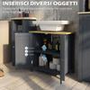 Under-Sink Cabinet In Chipboard and MDF with 2 Doors and Adjustable Internal Shelf, 60x30x60 Cm, Grey