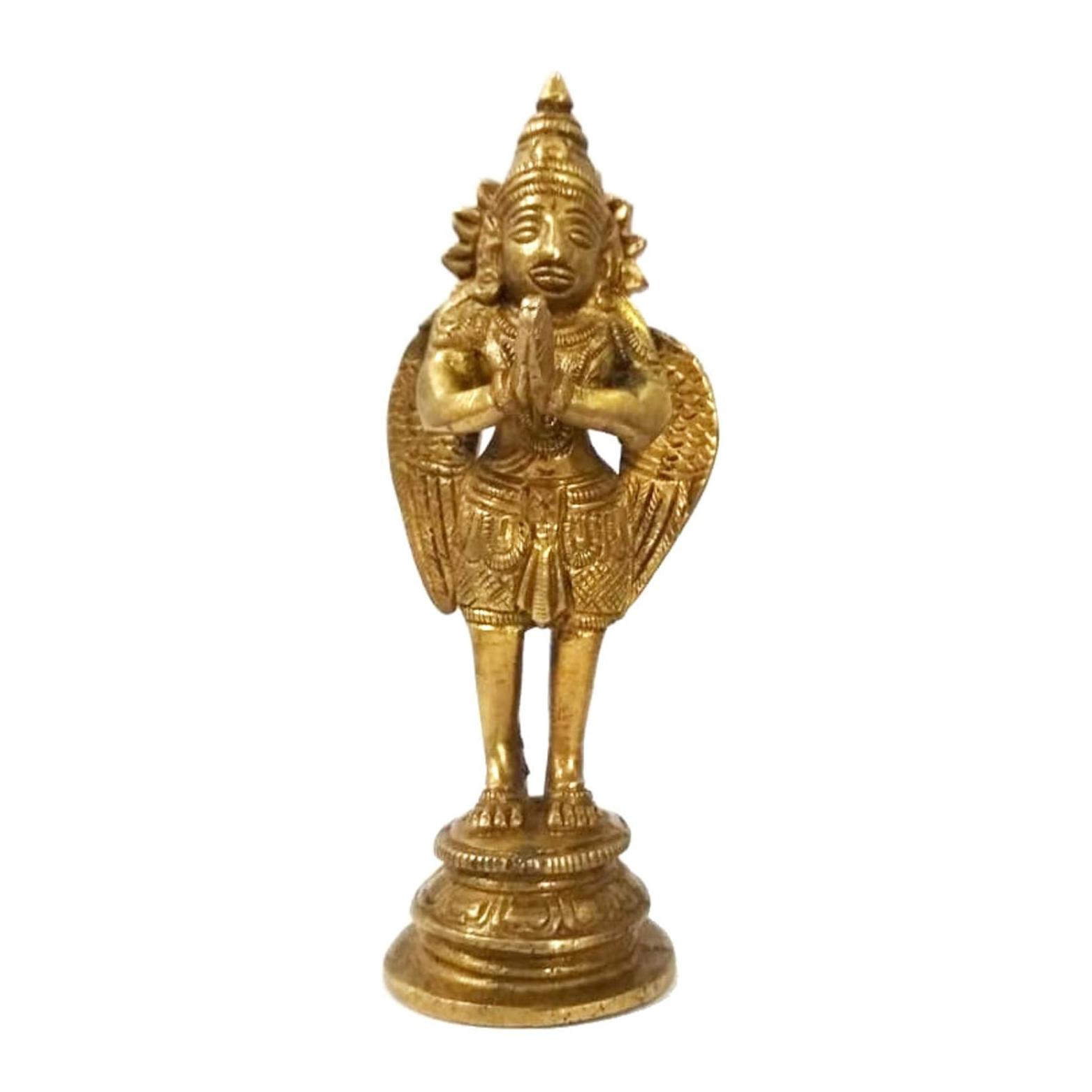 Pure Brass Idol, Garuda King Of Birds & Mount Of Lord Vishnu Idol, Gold Statue