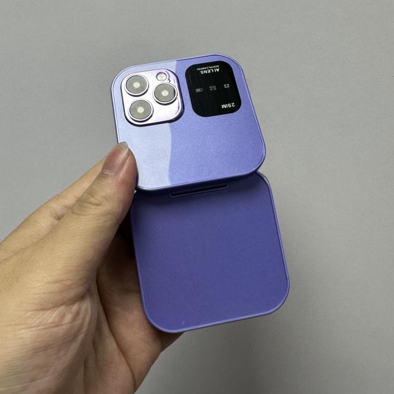 1 Set Speed Dial Blacklist Flashlight Call Recording 2 Sim Foldable Flip Small Box Phones For I16 Pro Mini Fold Mobile Phone