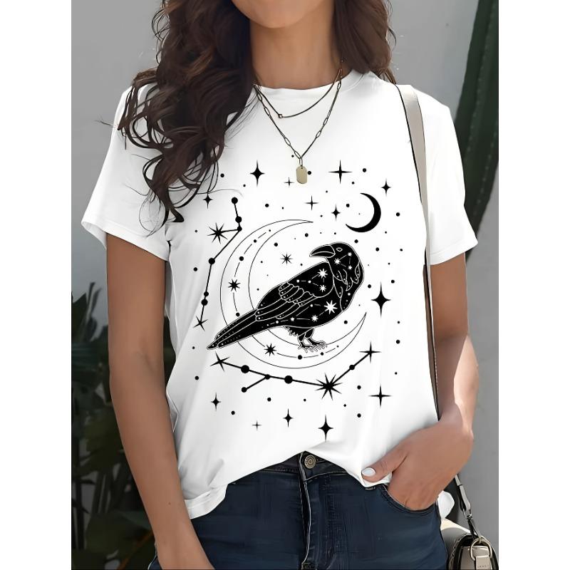 Summer Round Neck 3D Various Animal Print Top Fashionable Casual Short Sleeved Women's T-shirts