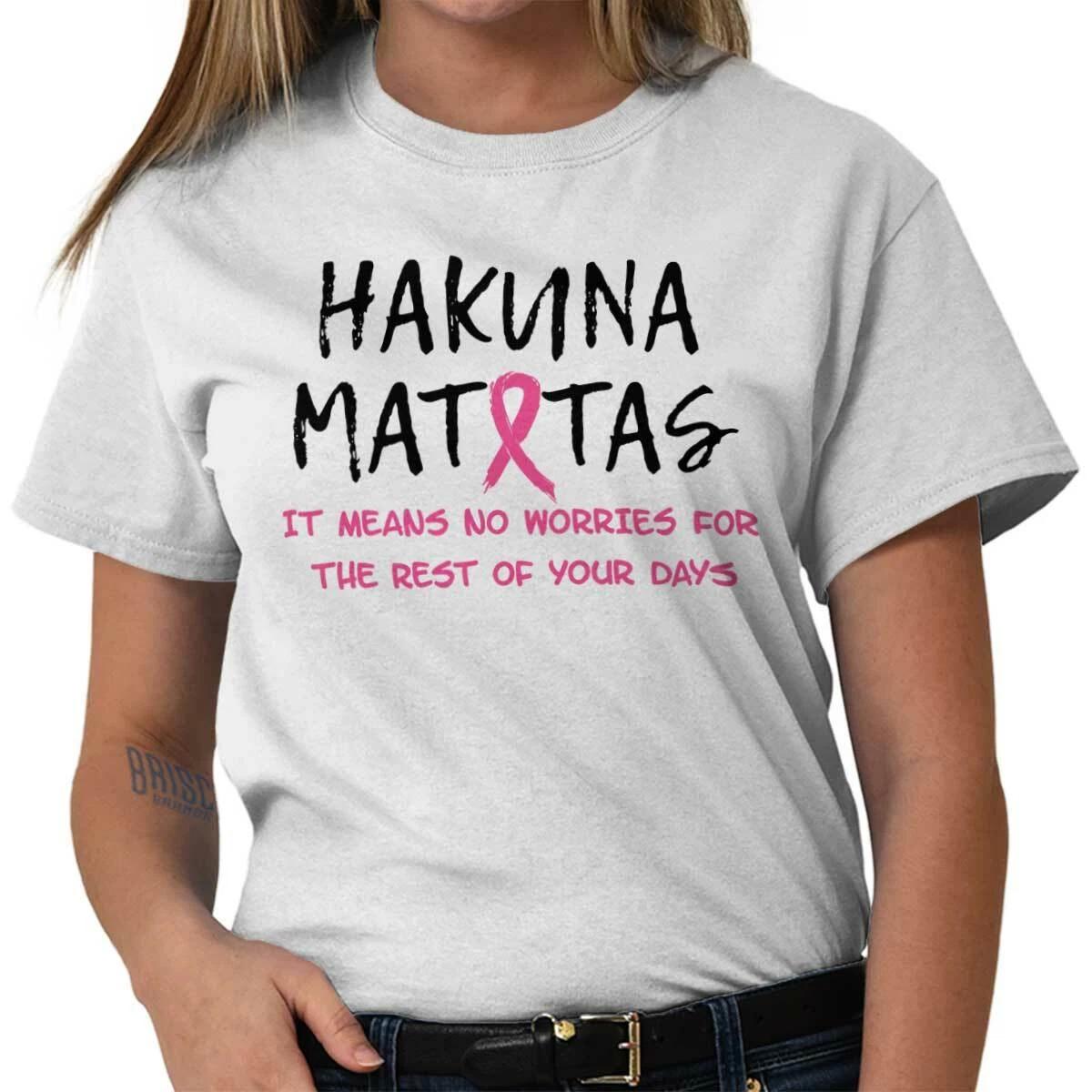 No Worries Tatas Breast Cancer Awareness Womens Graphic Crewneck T Shirt Tee M
