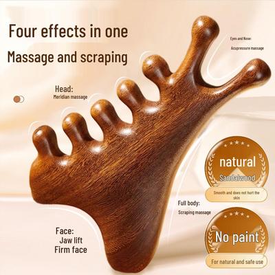 Sandalwood Multi-Functional Massage Comb & Gua Sha Tool for Head and Facial Therapy