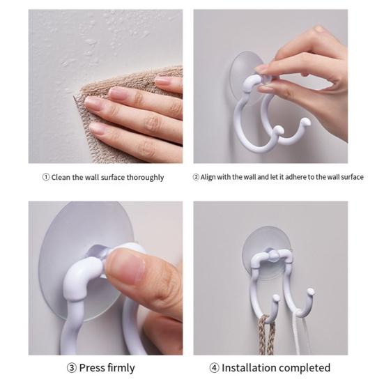 Přísavkový háček 2-háčkový věšák na ručníky Bezděrový nástěnný háček Koupelnový kuchyňský háček na oblečení Ručníky Župany Lufu