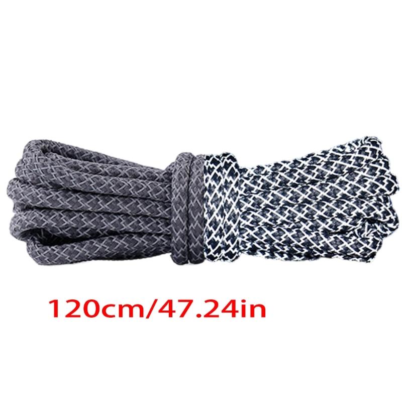 Reflective Polyester Shoelaces 120cm Long Anti Slip Woven Round Shoe Laces Replacement For Sneakers Casual Foowear