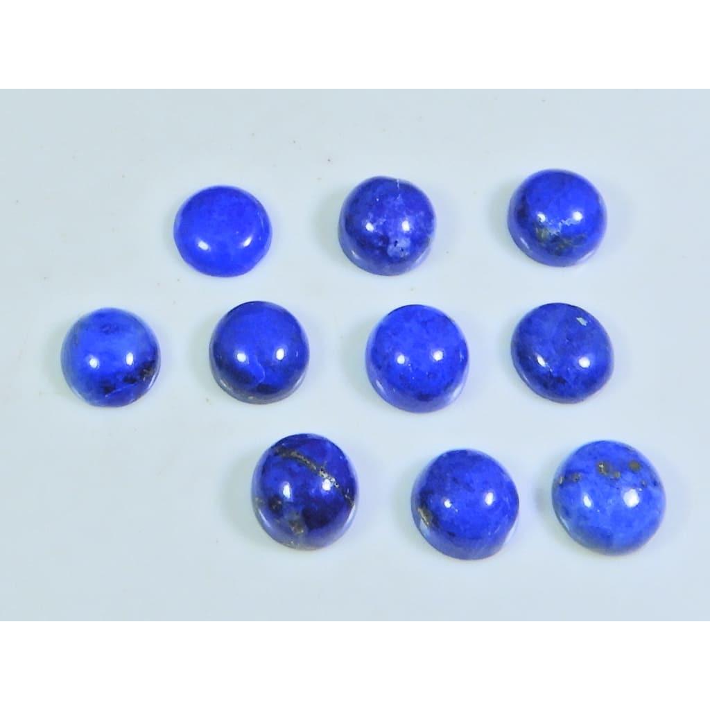 8MM Natural Lapis Lazuli Round Cabochon Loose Gemstone 10Pcs Lot 24Cts. A-512
