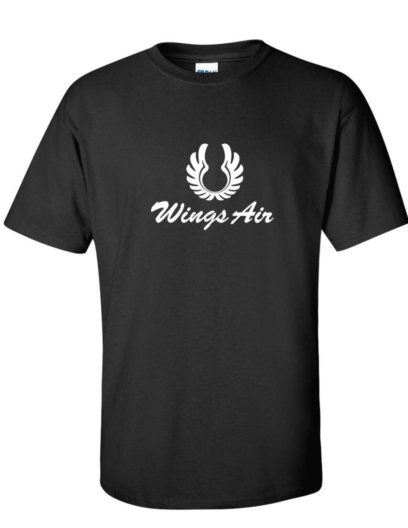 Wings Air White Retro Logo Indonesian Airline Black Cotton T-Shirt 2XL