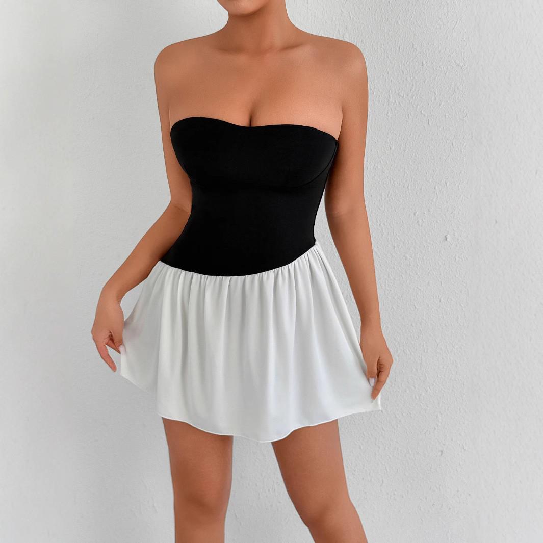 

Elegant Summer Off-Shoulder Women s Slim-Fit Dress Large чёрный