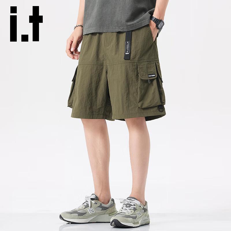 izzue it Men's Casual Multi-Pocket Drawstring Cargo Shorts