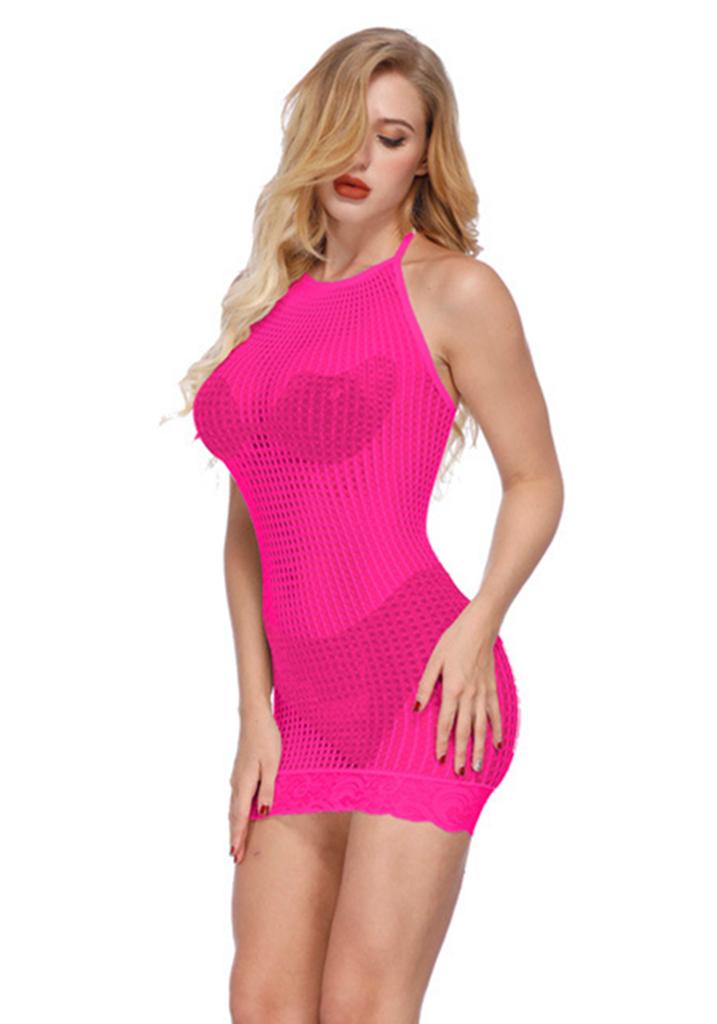 Lingerie Sexy Vestito da Donna Scollo all'americana con Cut-out Gonne Trasparente Biancheria Intima Bodycon Vestito da Spiaggia Donna Camicia da Notte Trasparente