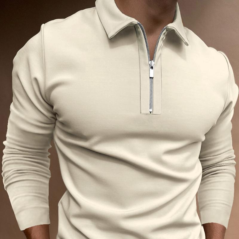 

Нові чоловічі футболки з довгими рукавами на блискавці з перекриттям кольору сорочки POLO XXXL бежевий