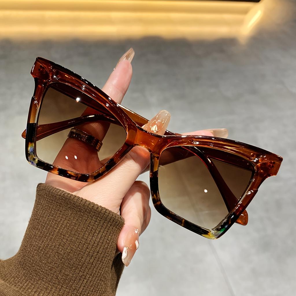 Y2K Fashion Cat Eye Sunglasses Trendy Party and Vacation Wear Hiking Travel Gradient Lens PC Frame, AC Lens, Decorative Glasses