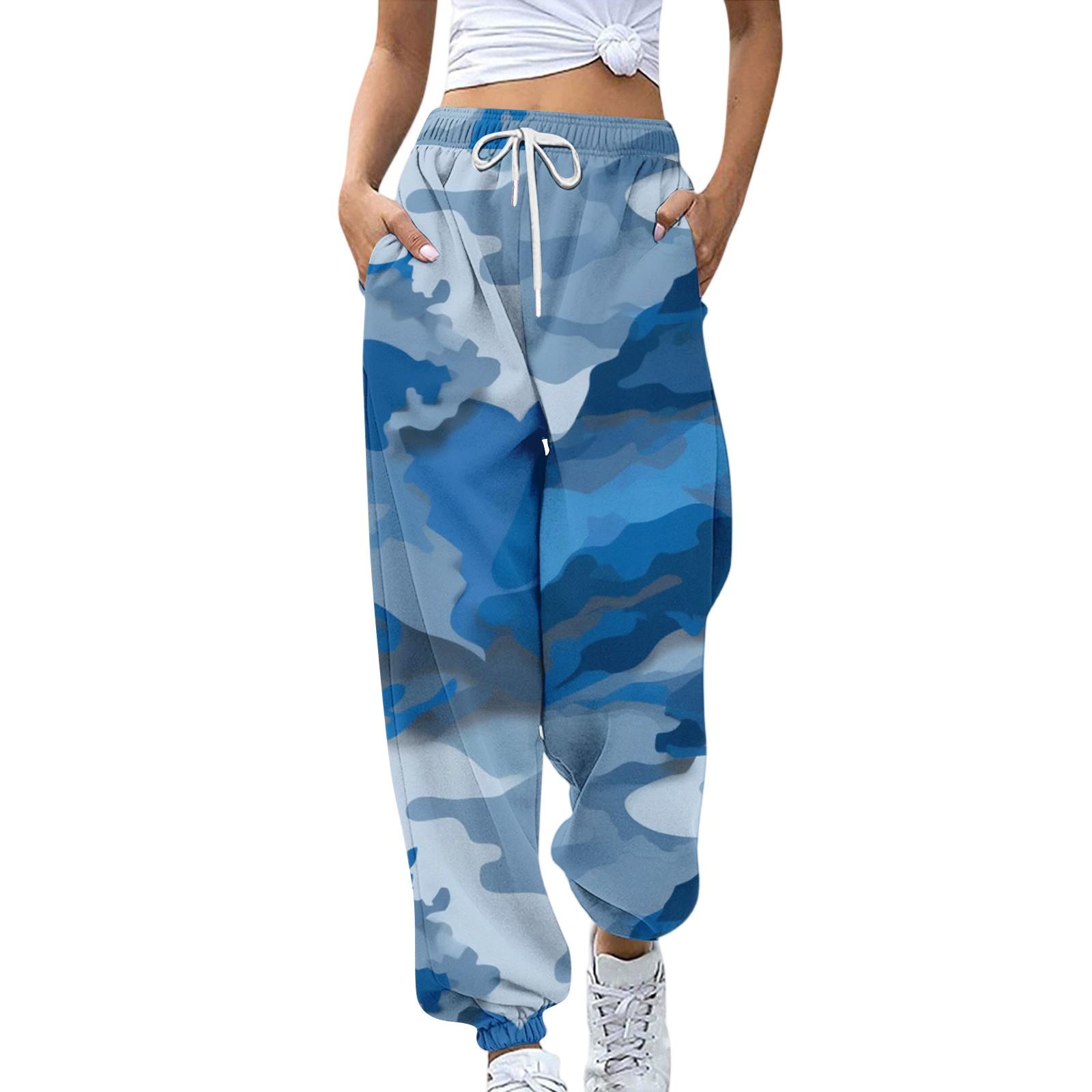 

Женские спортивные брюки с карманами, модные брюки с камуфляжным принтом, эластичные брюки на талии, повседневные спортивные штаны S