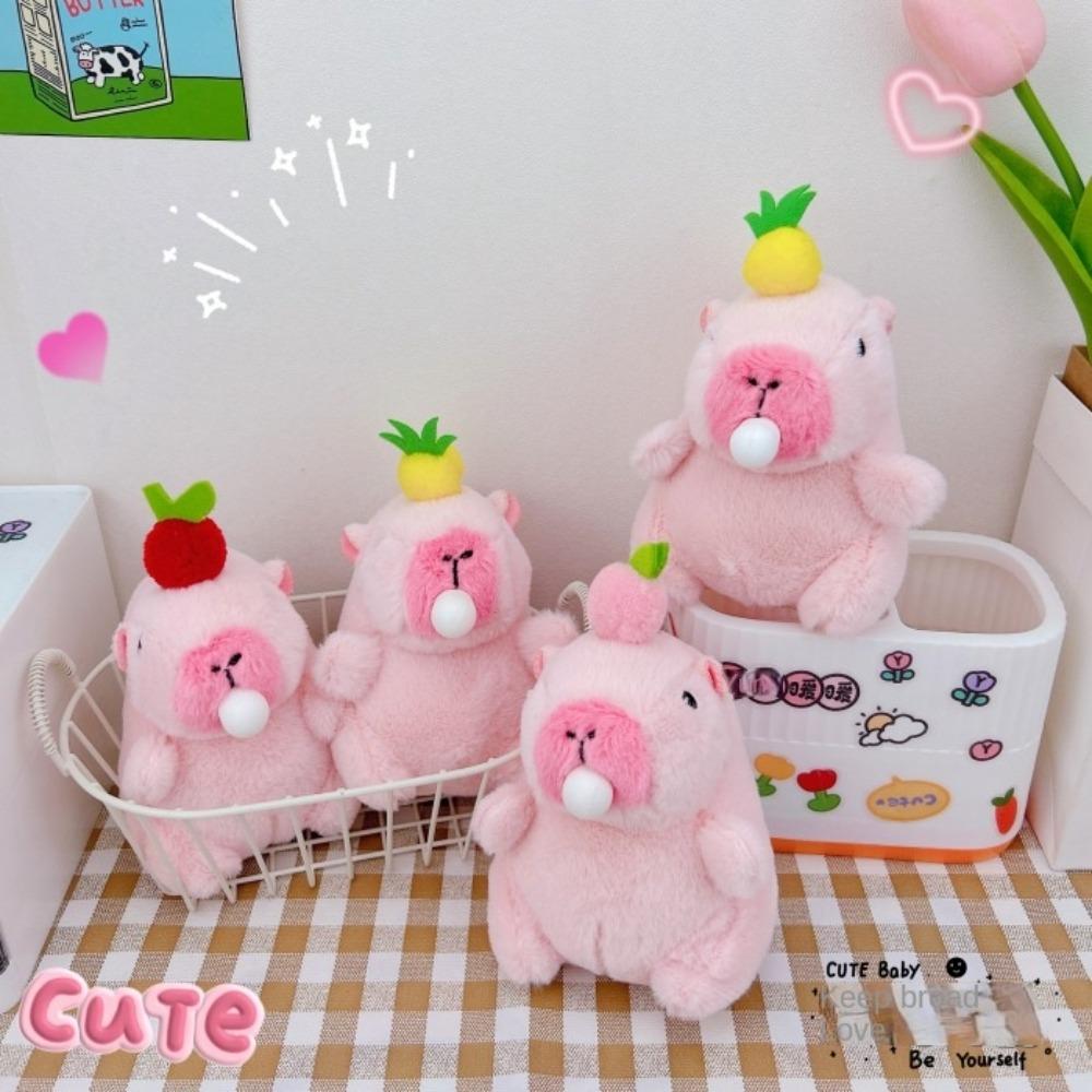 Pink Capybara Plush Pendant Persimmon Capybara Plushie Doll Capybara Plush Keyring Christmas Gift