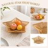 Cesta de Alimentos Tecida Portátil em Forma de Estrela Rattan Frutas Pão Bandeja de Armazenamento Feita à Mão Leve Design Durável