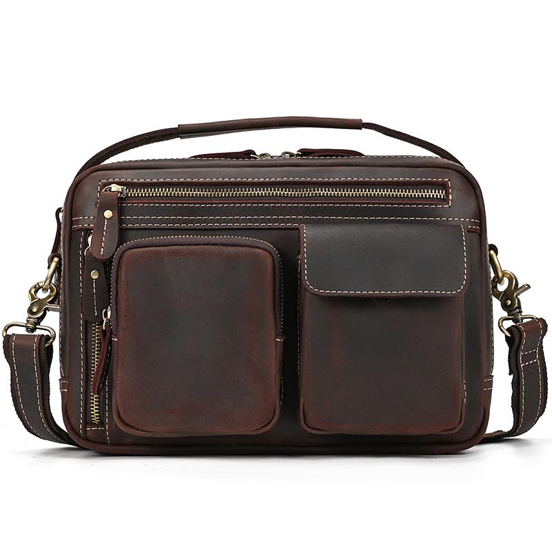 Vintage Fashion Men's Shoulder Bag Genuine Leather Men Sling Bag Cow skin genuine leather crossbody men messenger bag male