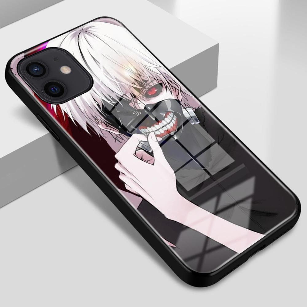 For iPhone 6 6S 7 8 14 Plus X XR XS 11 12 13 14 Pro Max SE2020 Tempered Glass Anti-Fall Anime Tokyo Ghoul Case