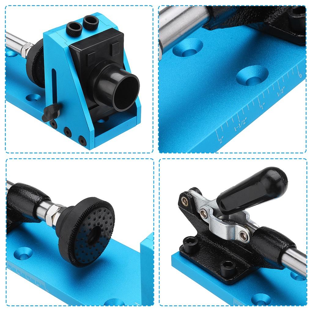 Blue Pocket Hole Jig Kit Woodworking Oblique Hole Locator Drill Bits 15 Degree Angle Drill Guide Set Hole Puncher DIY Carpentry Tools