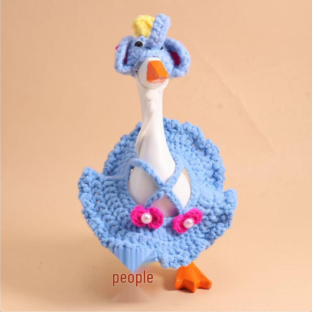 Valentine's Pearl Desktop Goose Set with Mini Knitted Hat & Adjustable Wings Clothing
