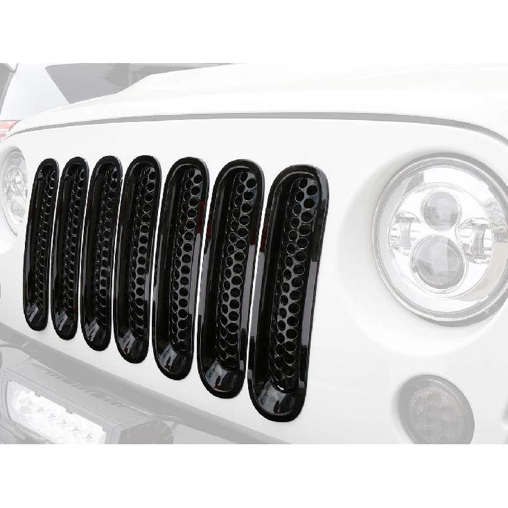 Hooke Road Black JK Grill Erts Front Grille Mesh Cover Guard For Jeep Wrangler JK 2007-2015 Accessories