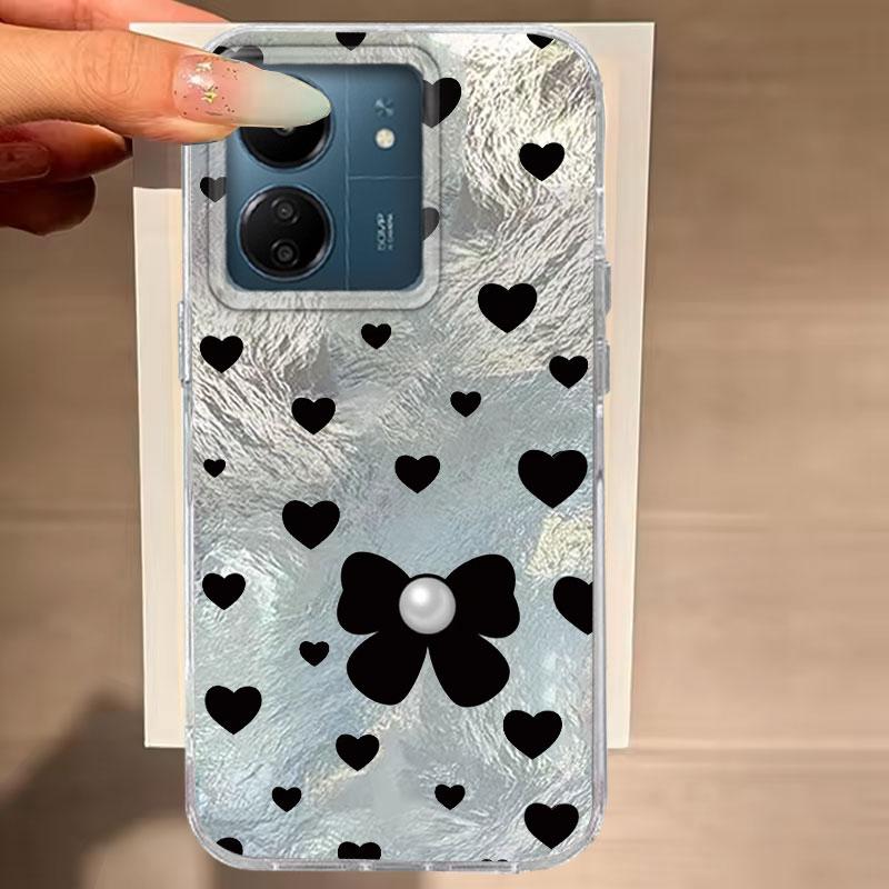 

For Xiaomi Poco X3 X5 M6 M2 Pro X6 M5S C61 C65 4G Phone Case Cute Pink Heart Bow Vortex Pattern Luxury Bumper Cover Funda Shells Poco X5