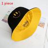 Embroidery Letters Smile Double Sided Fisherman Hat Spring Summer Protection Sun