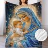 Flannel Nap Blanket with Virgin Mary and Young Jesus Pattern, Printed Flannel Blanket, Gift for Friends, Soft and Warm Blanket,