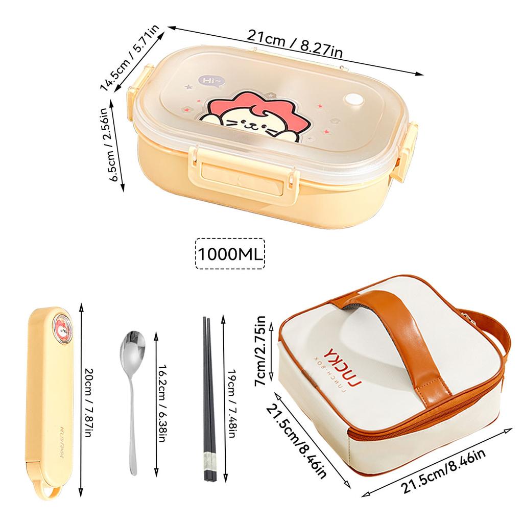 3 Fächer Tragbare Abnehmbare Kunststoff-Lunchbox Niedliche Unterteilte Bento-Box Mikrowellengeeignet Große Kapazität Auslaufsicherer Lebensmittelbehälter