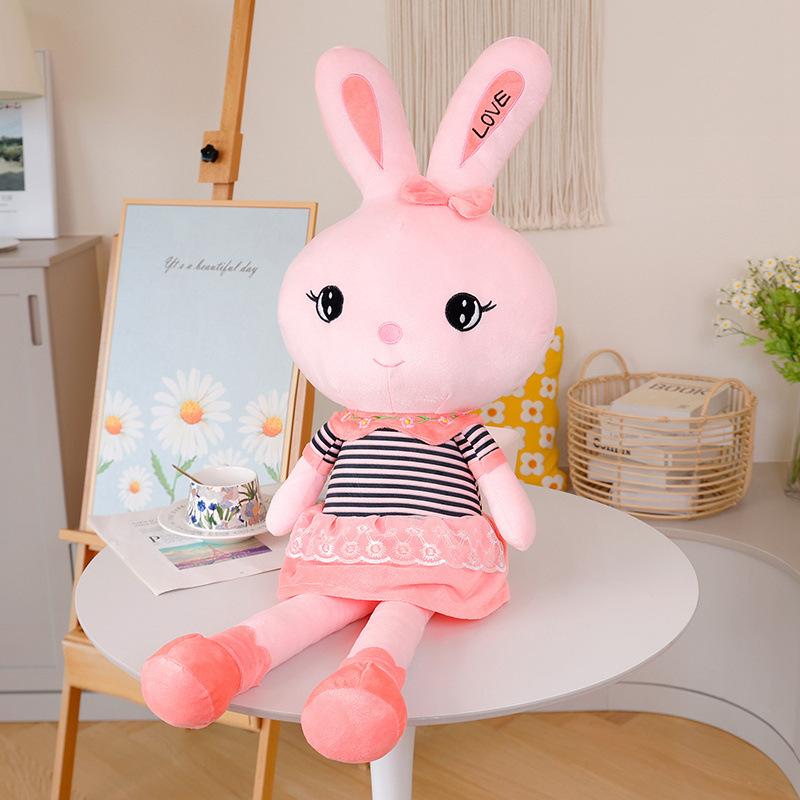 Girl Heart Pink Love Rabbit Doll Plush Toy Little White Rabbit Doll Children Accompany Soothing Doll