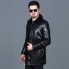 Winter Leather Coat for Middle-aged Men, Business Casual, Mid-length Coat, Mink Fur Lining, Removable