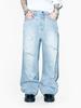 YEEL Signature Logo Destroyed Denim Light Blue