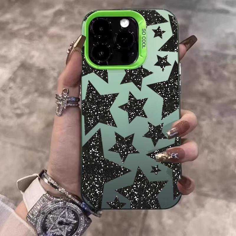 Leopard Print Stars Electroplate Silver IMD Phone Case For iPhone 17 16 Pro Max 15 14 13 12 11 Pro 16E 7 8 Plus X XS XR SE Cover