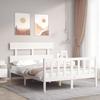 VidaXL Bed Frame with Headboard White Small Double Solid Wood 3193242