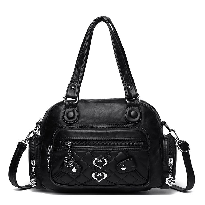 Women's Soft Leather Shoulder Bag Large Capacity Lightweight Crossbody Bag Mother Bag