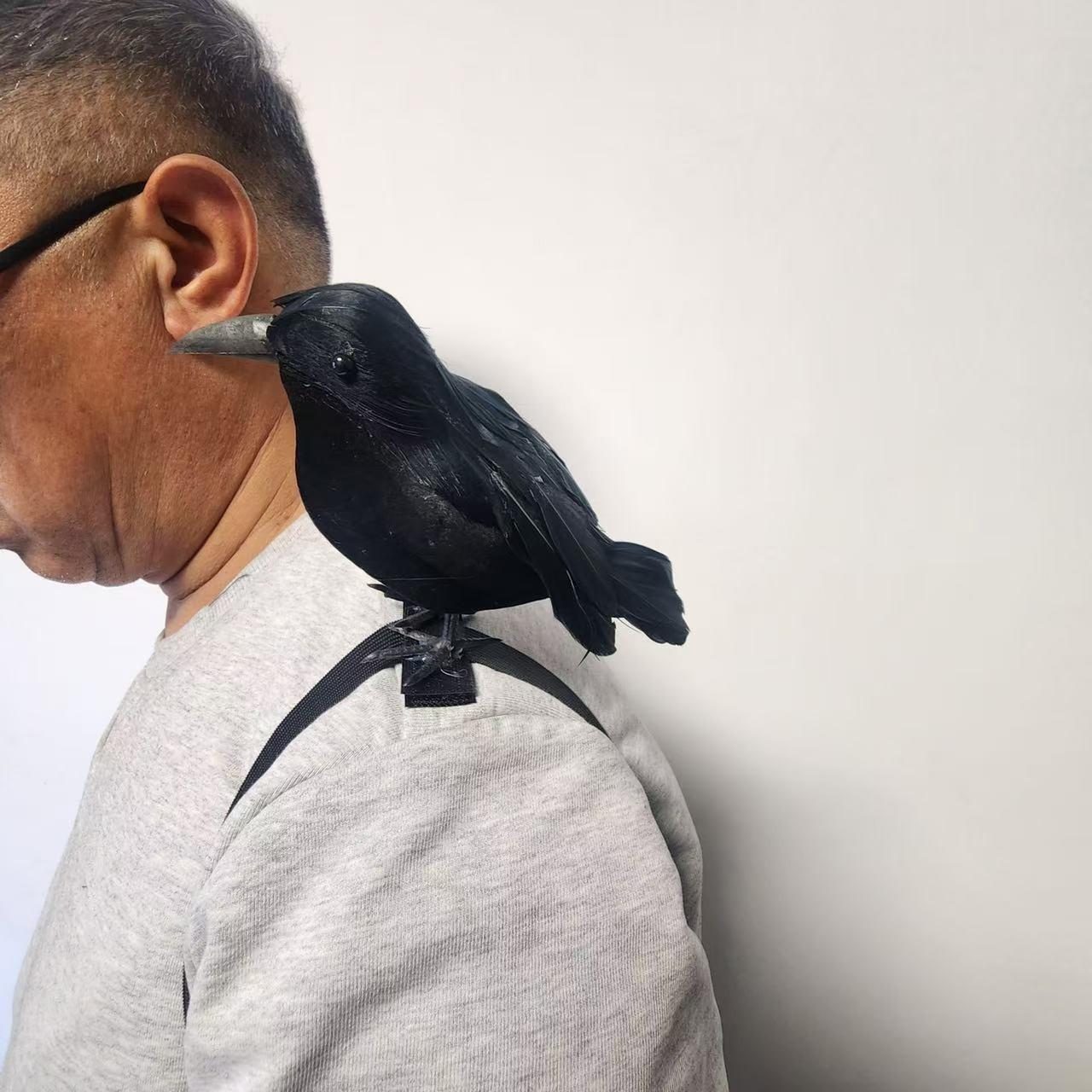 Halloween Black Crow Dropped Shoulder Simulated Crow Elastic Strap Cosplay Costume Props Trick Or Treat Happy Halloween Decors