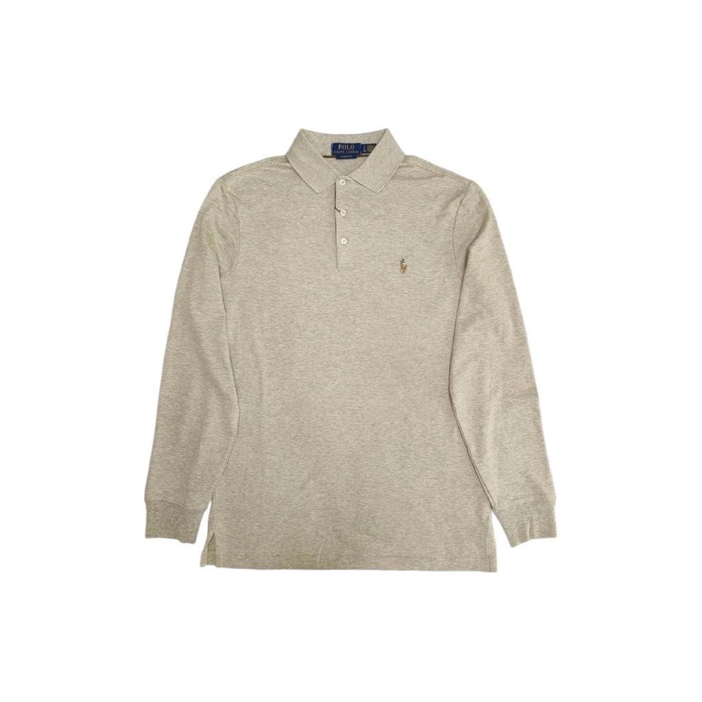 Polo Ralph Lauren Solid Logo Embroidered Casual Long Sleeve Polo Shirt Men tops Beige 710671784-030