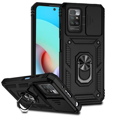 Pouzdro pro Xiaomi Redmi 10, vysouvací kryt, ochranné sklo, brnění, telefon, magnetický držák a kroužek pro Xiomi Redmi 10, Redmy 10, Redmi 10 4G