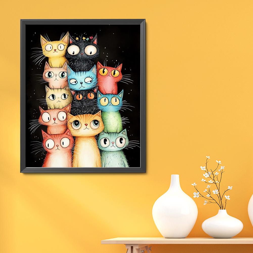 Vollständige Stickerei Öko-Baumwollfaden 11CT gedruckt Katze Kreuzstich Kit Kunst