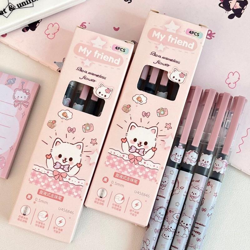 

School Supplies Pink Star Puppy Straight Liquid Pen High Looking Cartoon Style Girly Heart Smooth Quick Drying Brush Question