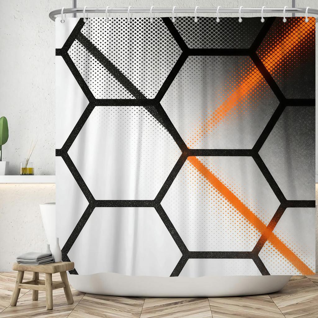 Modern 3D Geometry Shower Curtains Minimalist Lattice Waterproof Polyester Fabric Bathroom Accessories Black Gray Bath Curtains