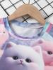 Summer Girls' Casual Cute Animal Print Short Sleeve T-shirt