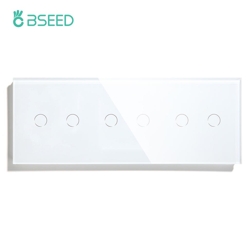 BSEED 1/2/3Gang Touch Switch Double Light Switch Triple Sensor Switch 1Way EU Standard Glass Panel Blue Back Light White Series